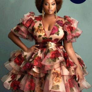 Luxurious Floral Layered Organza Dress