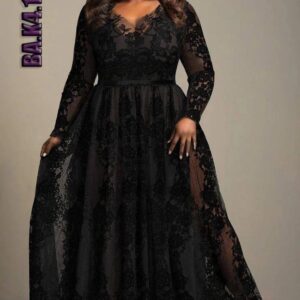 Black Velvet Lace Maxi Gown