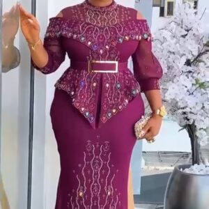Quality Lace Peplum Gown