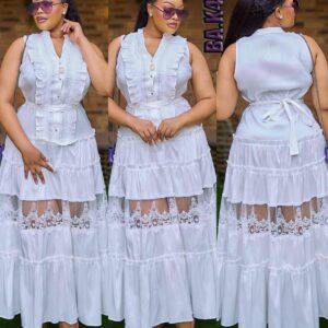 Tiered Ruffle Lace Maxi Dress