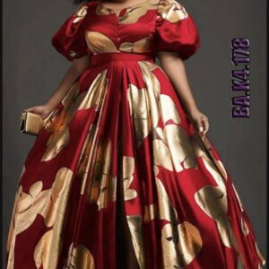 Royal Bloom Puff Sleeve Gown