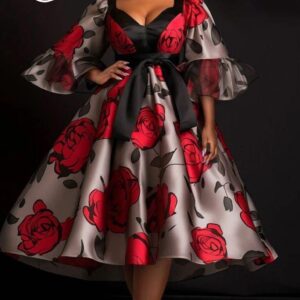 Luxurious Print Vintage A-Line Dress