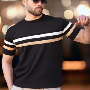 Men’s Knitted Stripe Neck Shirt