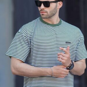 Men’s Horizontal Stripe Crew Neck Tee