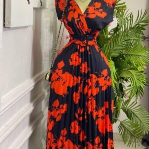 Floral Pleated Luxury Gown